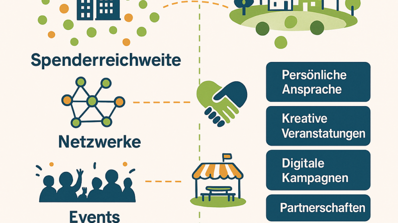 Vergleich Spenderreichweite Stadt und Land mit Netzwerken, Events und Medienpräsenz als Ansatzpunkten