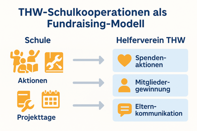 THW-Schulkooperationen als Fundraising-Modell: Aktionen und Projekttage führen zu Spendenaktionen, Mitgliedern, Elternkontakt