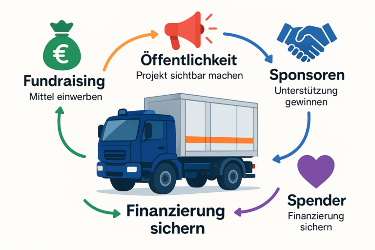 Finanzierung sichern durch Fundraising, Öffentlichkeitsarbeit, Sponsoren und Spender rund um ein THW-Einsatzfahrzeug