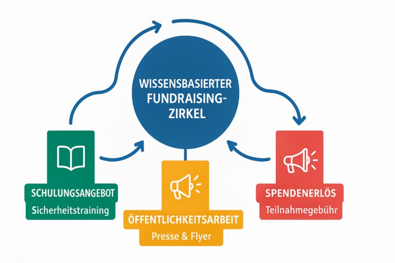 Wissensbasierter Fundraising-Zirkel aus Schulungsangebot, Öffentlichkeitsarbeit und Spendenerlös